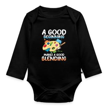 A Good Beginning Makes A Good Blending - Baby Bio-Langarm-Body - Schwarz - Vorne