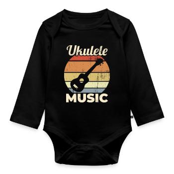 Vintage Ukulele Musik - Baby Bio-Langarm-Body - Schwarz - Vorne
