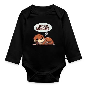 Anti-Monday Otter | Office Humor - Organic Longsleeve Baby Bodysuit - black - Front