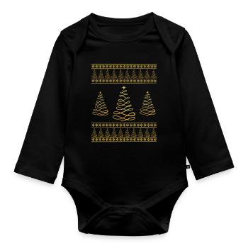 Christmas Tree Snowflake Christmas Atmosphere - Organic Longsleeve Baby Bodysuit - black - Front