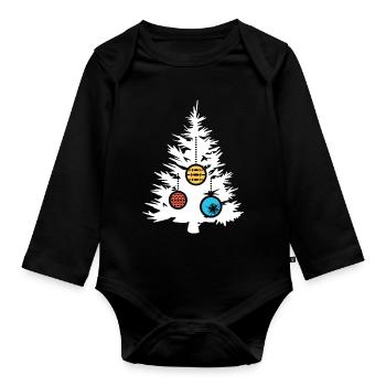 Arbre de Noël Symbole Boules Couleurs Icône Forêt De Sapin - Body Bébé bio manches longues - noir - Devant