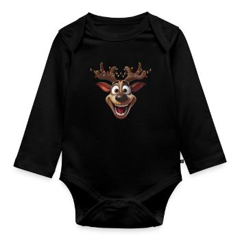 Noël Rudolph - Renne Orignal Père Noël - Body Bébé bio manches longues - noir - Devant