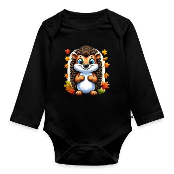 Karl der Igel (hedgehog) - Baby Bio-Langarm-Body - Schwarz - Vorne