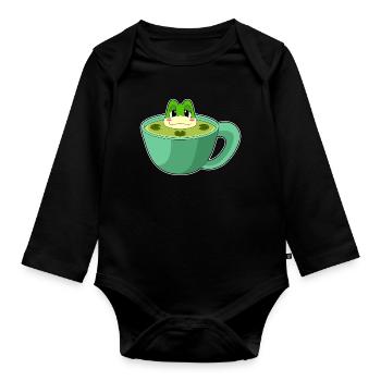 Mug grenouille - Body Bébé bio manches longues - noir - Devant