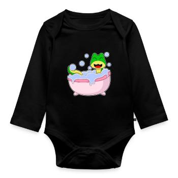 Snake Bathing Bathtub - Organic Longsleeve Baby Bodysuit - black - Front