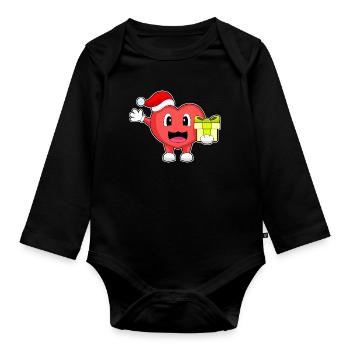 Forfait Noël Coeur - Body Bébé bio manches longues - noir - Devant