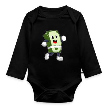 Billet de banque Jogger Jogging Sports - Body Bébé bio manches longues - noir - Devant