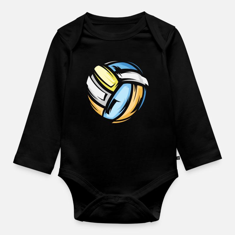 volley-ball icône 3D couleurs colorées beach-volley - Body Bébé bio manches longues - noir