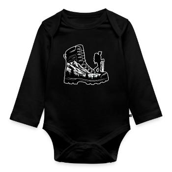 Hiking boots Mountain Trekkeur Randonneur - Organic Longsleeve Baby Bodysuit - black - Front