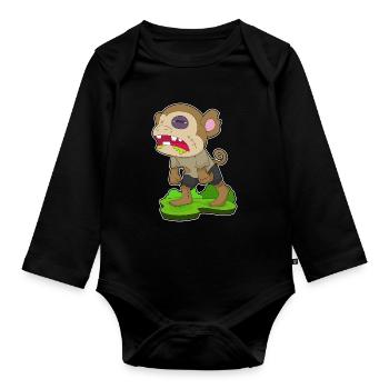 Singe Halloween Zombie - Body Bébé bio manches longues - noir - Devant