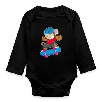 Monkey Skater Skateboard Sport - Organic Longsleeve Baby Bodysuit - black - Front