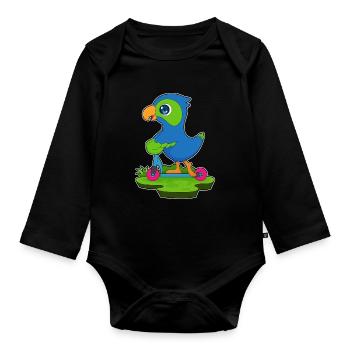 Trottinette Perroquet - Body Bébé bio manches longues - noir - Devant