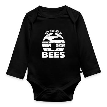 Tu m’as eu avec des abeilles - Body Bébé bio manches longues - noir - Devant