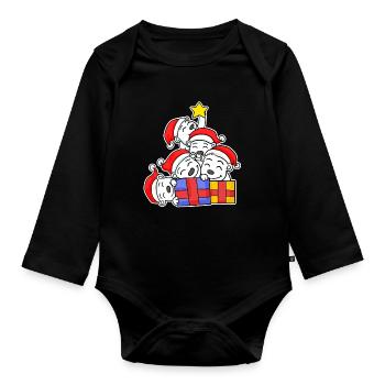 Bear, Christmas Tree, Christmas Polar Bear, Polar Bear - Organic Longsleeve Baby Bodysuit - black - Front