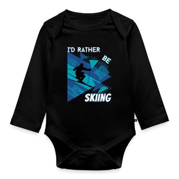 I'd Rather Ski - Ski Winter Sports Skier - Organic Longsleeve Baby Bodysuit - black - Front
