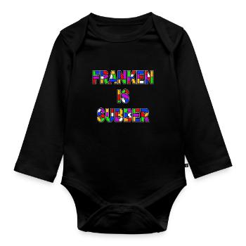 Franken is Subber - Franken ist Super - Dialekt - Baby Bio-Langarm-Body - Schwarz - Vorne