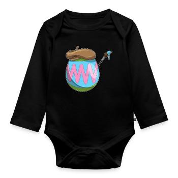 Œuf de Pâques Peinture de Pâques - Body Bébé bio manches longues - noir - Devant