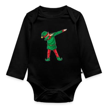 Elf Weihnachten Hip Hop Tanz - Baby Bio-Langarm-Body - Schwarz - Vorne