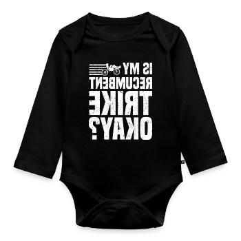 Velomobil | Recumbent Trike Triker Sport Geschenk - Baby Bio-Langarm-Body - Schwarz - Vorne