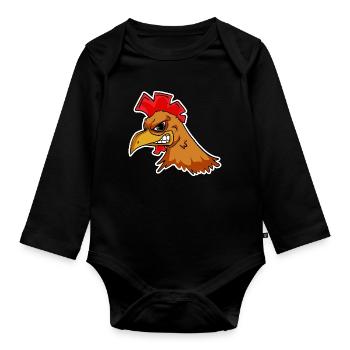 Huhn Kopf - Baby Bio-Langarm-Body - Schwarz - Vorne