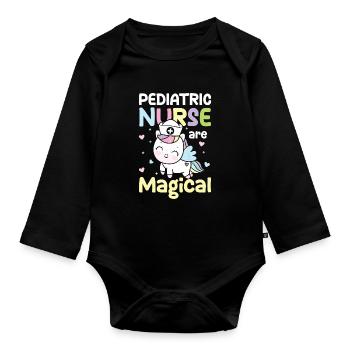 Pediatric Nurse Are Magical - Baby Bio-Langarm-Body - Schwarz - Vorne