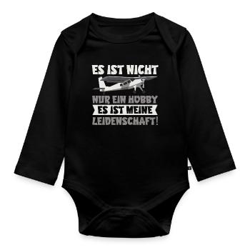 Flugzeug Modellbau Hobby Leidenschaft Geschenk - Baby Bio-Langarm-Body - Schwarz - Vorne