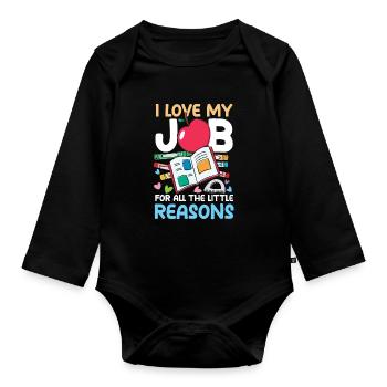 I Love My Job For All The Little Reasons - Baby Bio-Langarm-Body - Schwarz - Vorne