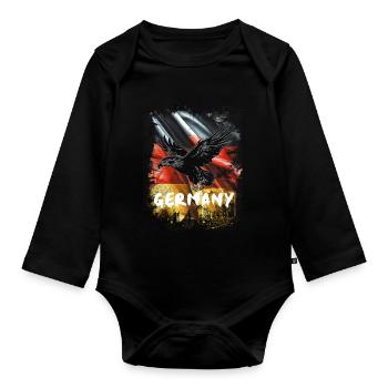 German eagle with Germany flag - Organic Longsleeve Baby Bodysuit - black - Front