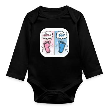 Füße Geschlecht Baby Junge oder Mädchen - Baby Bio-Langarm-Body - Schwarz - Vorne