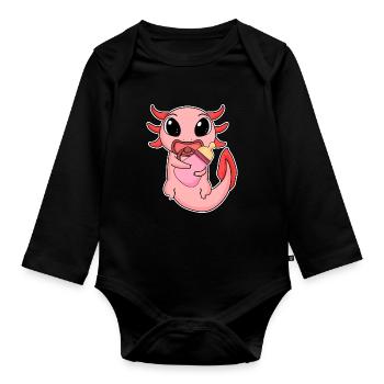 Motif d’axolotl bébé - Body Bébé bio manches longues - noir - Devant