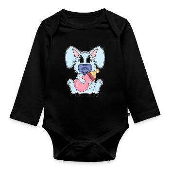 Motif de bébé lapin - Body Bébé bio manches longues - noir - Devant