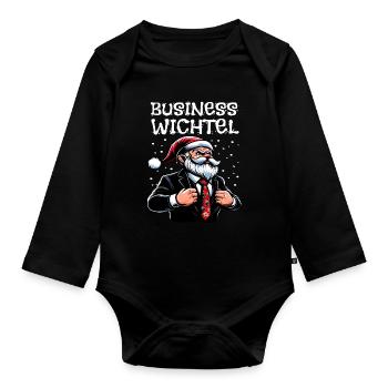Gnome d’affaires Gnome de Noël - Body Bébé bio manches longues - noir - Devant