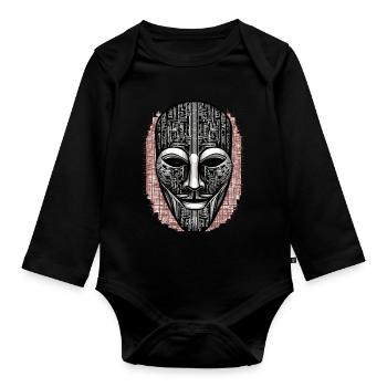 Anonymous Hacker Maske - Baby Bio-Langarm-Body - Schwarz - Vorne