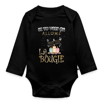 Si tu vois ça allume la bougie cadeau de Noël - Body Bébé bio manches longues - noir - Devant