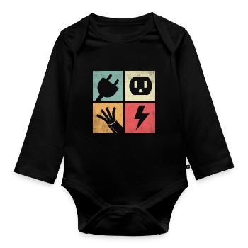 Connectors & Pastel Flashes - Organic Longsleeve Baby Bodysuit - black - Front