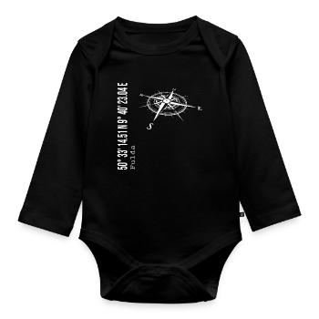 Koordinaten Fulda - Baby Bio-Langarm-Body - Schwarz - Vorne