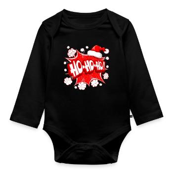 Christmas, Santa Claus, Happy Holidays - Organic Longsleeve Baby Bodysuit - black - Front