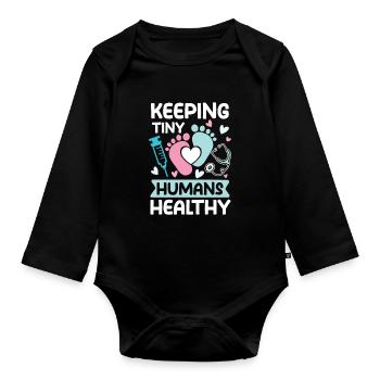 Kinderkrankenschwester Kinderkrankenpfegerin - Baby Bio-Langarm-Body - Schwarz - Vorne