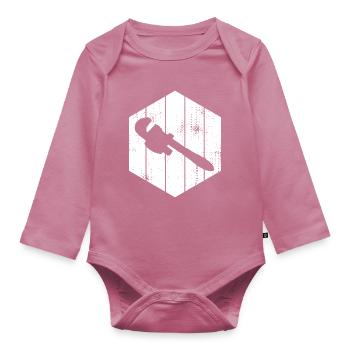 Pipe Wrench Sketch - Organic Longsleeve Baby Bodysuit - mauve - Front