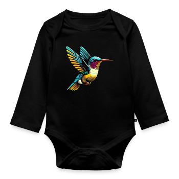 Hummingbird - Organic Longsleeve Baby Bodysuit - black - Front