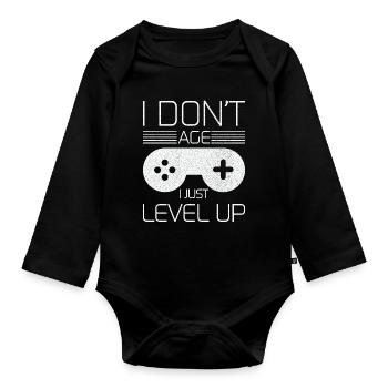 Je ne vieillis pas, je viens de monter de niveau Chemise de jeu - Body Bébé bio manches longues - noir - Devant