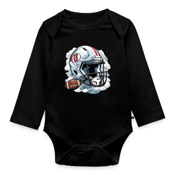 American football - Baby bio-rompertje met lange mouwen - zwart - Voor