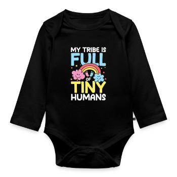 My Tribe Is Full Of Tiny Humans - Baby Bio-Langarm-Body - Schwarz - Vorne