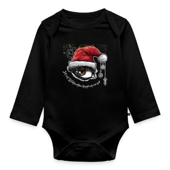 Weihnachtsauge im Graffiti-Stil mit Hut - Baby Bio-Langarm-Body - Schwarz - Vorne