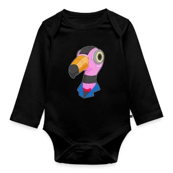 Robot flamant rose - Body Bébé bio manches longues - noir - Devant