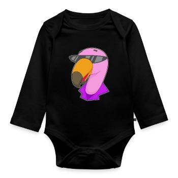 Flamingo Sonnenbrille - Baby Bio-Langarm-Body - Schwarz - Vorne