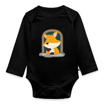 Renard mignon - Body Bébé bio manches longues - noir - Devant