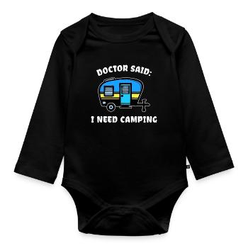 Holiday Statement Caravan Camping Hiker - Organic Longsleeve Baby Bodysuit - black - Front