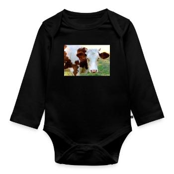 Affiche de vache - Body Bébé bio manches longues - noir - Devant