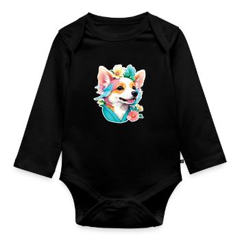 Corgi - Baby Bio-Langarm-Body - Schwarz - Vorne
